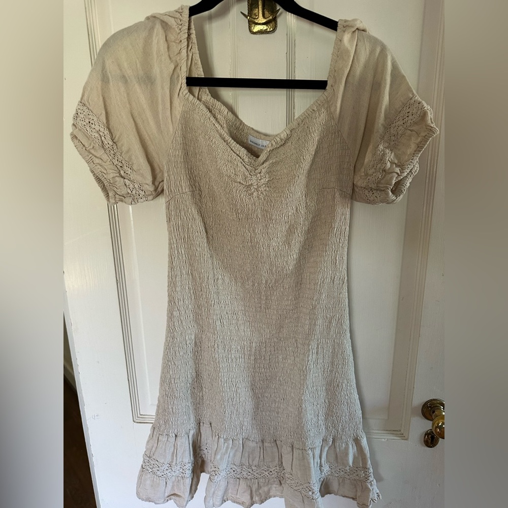 Sincerely Jules puff sleeve elastic cream dress
